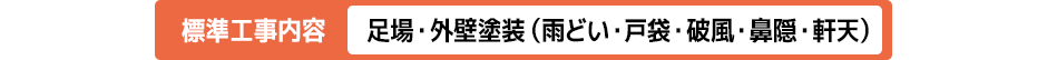 標準工事内容 外壁のコーキング、目地廻り、雨樋、戸袋 費用別途